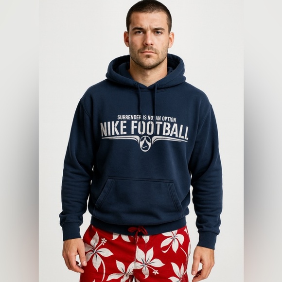 Nike Men's Blue Football Hoodie "Surrender Is Not An Option" Size L - Picture 1 of 7